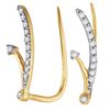 Image 1 : 1/10 CTW Womens Round Diamond Curved Climber Earrings 10kt Yellow Gold - REF-8F3W