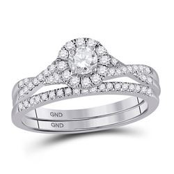 5/8 CTW Round Diamond Bridal Wedding Ring 14kt White Gold - REF-88F5W