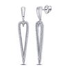 Image 1 : 1/3 CTW Womens Round Diamond Oblong Heart Dangle Earrings 10kt White Gold - REF-37W5H
