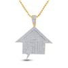 Image 1 : 1 & 1/4 CTW Mens Round Diamond Bolt Trap House Charm Pendant 10kt Yellow Gold - REF-100R9X