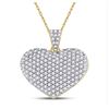 Image 1 : 1 CTW Womens Round Diamond Charmed Heart Pendant 14kt Yellow Gold - REF-71M6F