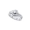 Image 1 : 1/2 CTW Round Diamond Swirl Bridal Wedding Ring 14kt White Gold - REF-89W4H