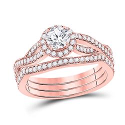 1 CTW Round Diamond Bridal Wedding Ring 14kt Rose Gold - REF-214W8H
