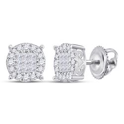 1 CTW Womens Princess Diamond Fashion Cluster Earrings 14kt White Gold - REF-95A5M