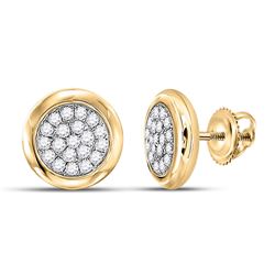 1/4 CTW Womens Round Diamond Cluster Earrings 10kt Yellow Gold - REF-24R5X