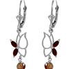 Image 1 : Genuine 0.80 ctw Garnet Earrings 14KT White Gold - REF-38H2X