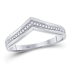 1/10 CTW Womens Round Diamond Chevron Band Ring 10kt White Gold - REF-13N5A