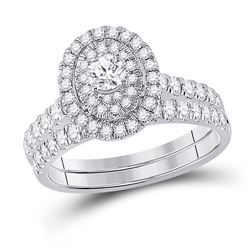 1 CTW Round Diamond Bridal Wedding Ring Band Set 10kt White Gold - REF-98A9M