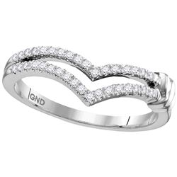 1/6 CTW Womens Round Diamond Chevron Band Ring 10kt White Gold - REF-20A5M