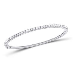 2 CTW Womens Round Diamond Classic Bangle Bracelet 14kt White Gold - REF-190R8X