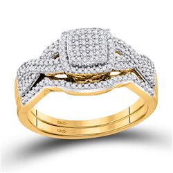 3/8 CTW Round Diamond Bridal Wedding Ring 10kt Yellow Gold - REF-38T2V