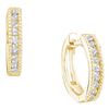 Image 1 : 1/4 CTW Womens Round Diamond Milgrain Hoop Earrings 14kt Yellow Gold - REF-28R5X