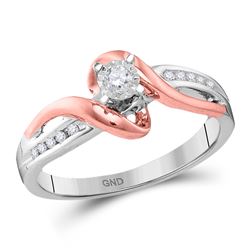 1/8 CTW Round Diamond Solitaire Bridal Wedding Engagement Ring 10kt Two-tone Gold - REF-29W4H