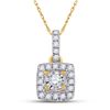 Image 1 : 1/6 CTW Womens Round Diamond Square Pendant 10kt Yellow Gold - REF-13A5M