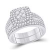 Image 1 : 1 & 3/8 CTW Round Diamond Bridal Wedding Ring 14kt White Gold - REF-143A2M