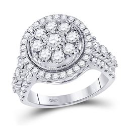 1 & 3/4 CTW Womens Round Diamond Flower Cluster Ring 14kt White Gold - REF-170V5Y