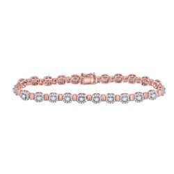 2 & 1/5 CTW Womens Round Diamond Link Bracelet 14kt Rose Gold - REF-224R9X