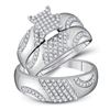 Image 1 : 3/4 CTW His Hers Round Diamond Cluster Matching Wedding Set 10kt White Gold - REF-54W5H