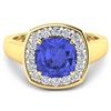 Image 3 : Natural 2.58 CTW Tanzanite & Diamond Ring 14K Yellow Gold - REF-98T7H