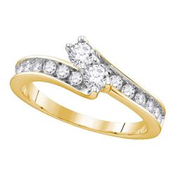 3/4 CTW Round Diamond 2-stone Bridal Wedding Engagement Ring 14kt Yellow Gold - REF-80A5M