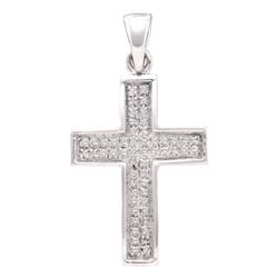 1/6 CTW Womens Round Diamond Cross Pendant 10kt Yellow Gold - REF-16M4F
