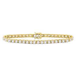 7 CTW Womens Round Diamond Studded Tennis Bracelet 10kt Yellow Gold - REF-538T5V