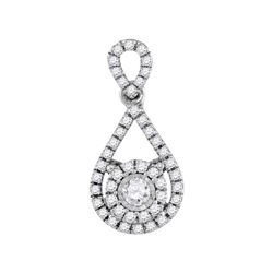 1/4 CTW Womens Round Diamond Teardrop Pendant 10kt White Gold - REF-15T2V