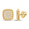 Image 1 : 1/3 CTW Womens Round Diamond Square Cluster Earrings 10kt Yellow Gold - REF-34T3V