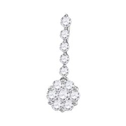 1/2 CTW Womens Round Diamond Cluster Pendant 10kt White Gold - REF-24N5A