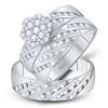 Image 1 : 7/8 CTW His Hers Round Diamond Cluster Matching Wedding Set 14kt White Gold - REF-122M6F