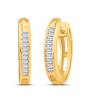 Image 1 : 1/6 CTW Womens Baguette Diamond Huggie Hoop Earrings 10kt Yellow Gold - REF-13H5R
