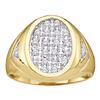 Image 1 : 1/4 CTW Mens Round Diamond Oval Cluster Ring 14kt Yellow Gold - REF-41W5H