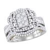 Image 1 : 1 & 1/2 CTW Round Diamond Bridal Wedding Ring 14kt Two-tone Gold - REF-132T8V