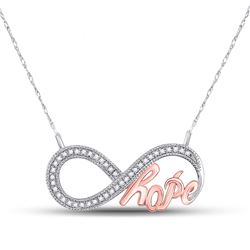 1/10 CTW Womens Round Diamond Infinity Hope Rose-tone Pendant 10kt White Gold - REF-17N6A