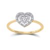 Image 1 : 1/20 CTW Womens Round Diamond Slender Heart Cluster Ring 10kt Yellow Gold - REF-12H3R