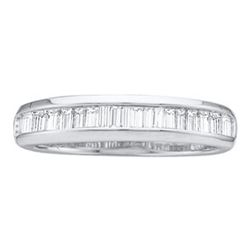 1/6 CTW Womens Baguette Diamond Wedding Band Ring 14kt White Gold - REF-15N5A