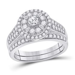 1 CTW Round Diamond Bridal Wedding Ring 14kt White Gold - REF-102R3X