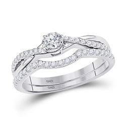 1/3 CTW Round Diamond Bridal Wedding Ring 10k White Gold - REF-38F7W