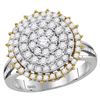 Image 1 : 1 & 1/2 CTW Womens Round Diamond Right Hand Cocktail Ring 14kt Two-tone Gold - REF-120V2Y
