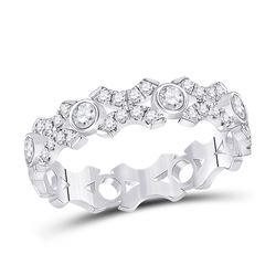 1/2 CTW Womens Round Diamond XOXO Stackable Band Ring 10kt White Gold - REF-42W2H