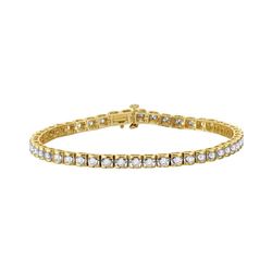 1 & 1/2 CTW Womens Round Diamond Studded Tennis Bracelet 14kt Yellow Gold - REF-156X7T