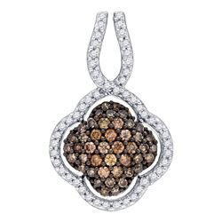 1/2 CTW Womens Round Brown Diamond Quatrefoil Pendant 10kt Yellow Gold - REF-23H7R