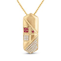 1/5 CTW Womens Round Pink Sapphire Diamond Fashion Pendant 14kt Yellow Gold - REF-47T6V