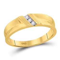 1/20 CTW Mens Round Diamond Wedding Band Ring 10kt Yellow Gold - REF-28A2M