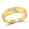 Image 1 : 1/20 CTW Mens Round Diamond Wedding Band Ring 10kt Yellow Gold - REF-28A2M