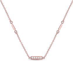 1/4 CTW Womens Round Diamond Fashion Bar Necklace 14kt Rose Gold - REF-37V5Y