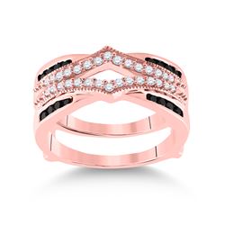1/2 CTW Womens Round Black Color Enhanced Diamond Enhancer Wedding Band Ring 10kt Rose Gold - REF-54