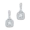 Image 1 : 1/2 CTW Womens Round Diamond Square Dangle Earrings 10kt White Gold - REF-40A8M
