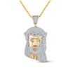 Image 1 : 1 & 1/3 CTW Mens Round Diamond Jesus Face Charm Pendant 10kt Yellow Gold - REF-102M3F