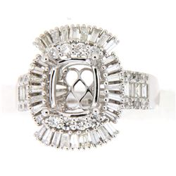 1.51 CTW Baguette & Baguette Semi Mount Ring 14K White Gold - REF-149X2R